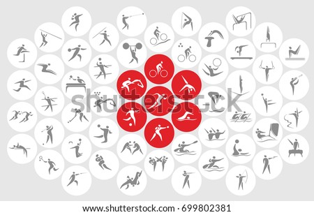 New sports icons and sports symbols, the flag of Japan