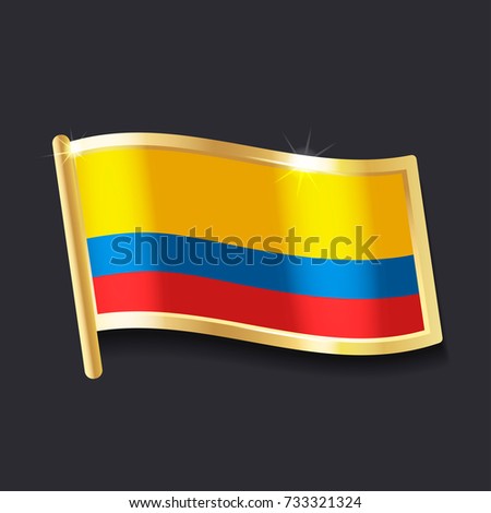 flag of Colombia in the form of badge, flat image