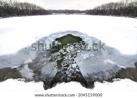 ice-hole for hardening, cold water therapy in frozen lake during the winter Photo stock © 