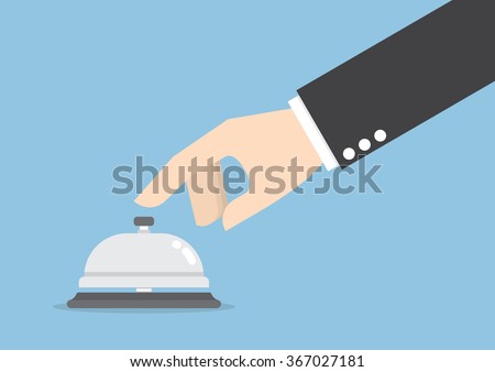 Businessman hand ringing in service bell , VECTOR, EPS10