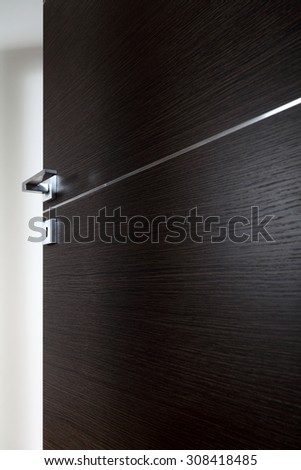 dark door open, with the handle, on white background