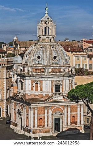 Santa Maria di Loreto is a 16th-century church in Rome, located just across the street from the Trajan\'s Column, near the giant Monument of Vittorio Emanuele II.