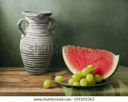 Classical still life with watermelon