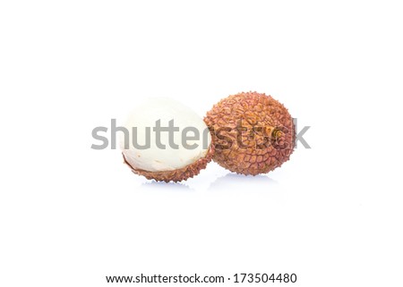 Lychee fruit on a white background.