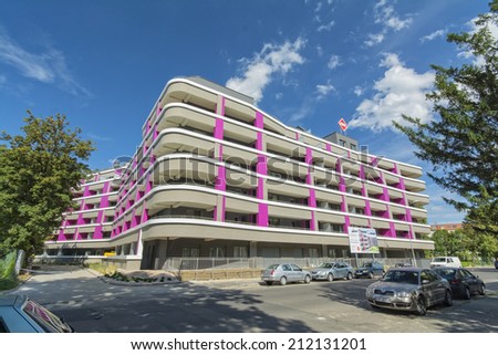 Wroclaw, Poland - August 20, 2014: Modern multi-family building in Wroclaw.