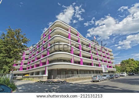 Wroclaw, Poland - August 20, 2014: Modern multi-family building in Wroclaw.