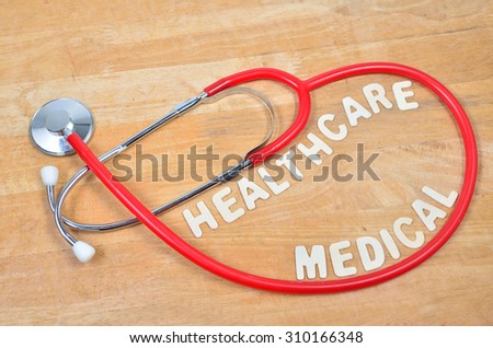 The name of the medical term, Healthcare and Medical and stethoscope
