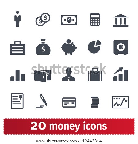 Money, finance, banking icons: vector set
