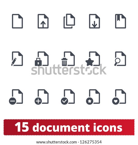 Documents icons: vector set of papers and files