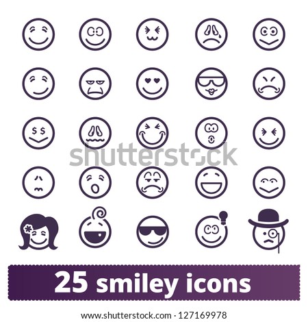 Smiley icons: vector set of varied people face' expressions