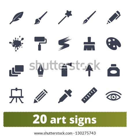 Graphic tools signs: vector set of art icons