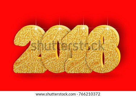 2018 Gold Numbers Design. Signs for greeting card. Golden Shining Pattern. Happy New Year Banner or Christmas greeting Numbers on Bright Background. Vector illustration. Zdjęcia stock © 