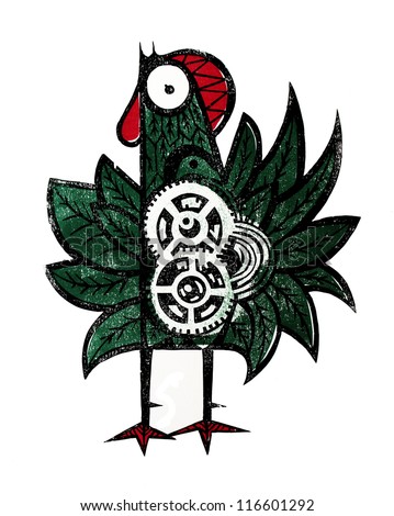 Rooster, alarm clock \
Illustration