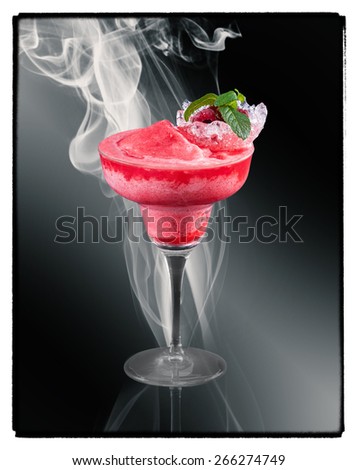 Raspberry Margarita. Frozen raspberry margarita cocktail with tequila