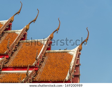 Gable apex on roof Temple in Thai style