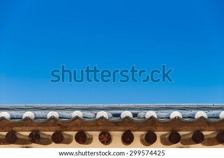 Blue sky with Korean style roof