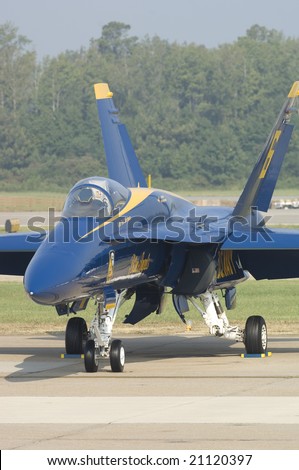 Virginia Beach VA,  September 17:  USN Blue Angel #6 parked on the ramp prior to an aerial demonstration at the NAS Oceana Air Show on September 17, 2005.