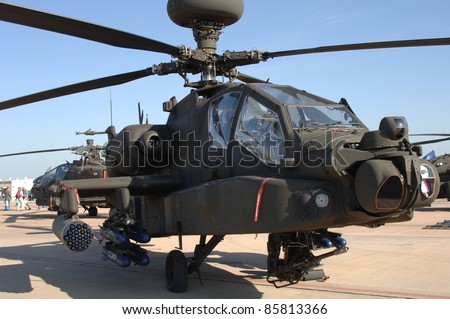 FAIRFORD, UK - JULY 16: Royal Army AH-64D Longbow Apache Helicopter static display during the Royal International Air Tattoo on July 16, 2005 in Fairford, UK.