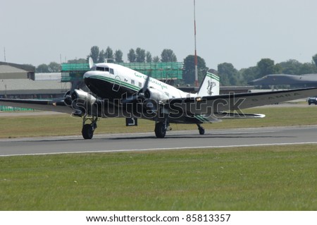 FAIRFORD, UK - JULY 16: DC-3 on landing  during the Royal International Air Tattoo on July 16, 2005 in Fairford, UK.