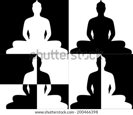 Silhouette and Black & White of Buddha