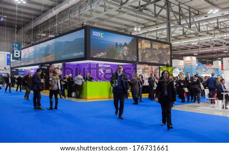 MILAN, ITALY - FEBRUARY 13: people visiting BIT, International Tourism Exchange Exhibition on February 13, 2014 in Milan, Italy
