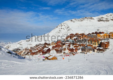 Aerial view of Val Thorens, trois vallees complex, France