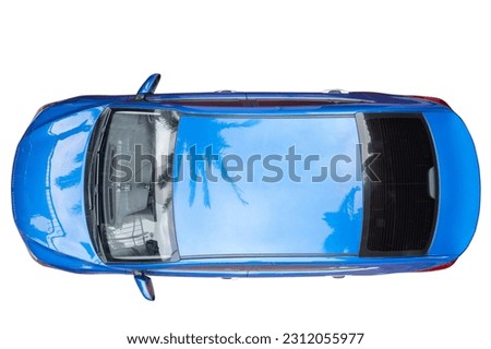 Similar – Image, Stock Photo Top view of car parked at concrete car parking lot with yellow line of traffic sign on the street. Above view of car in a row at parking space. No available parking slot. Outside car parking area.