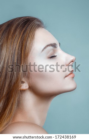 Beautiful Woman Glamour Clean Skin Face Portrait Profile