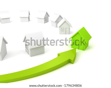 green house real estate concept choice arrow