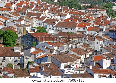 red tile roofs in european medieval village
