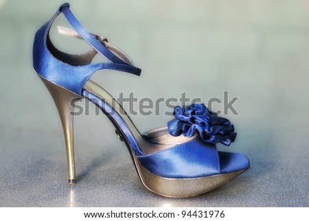 fashion blue shoe with metallic stiletto