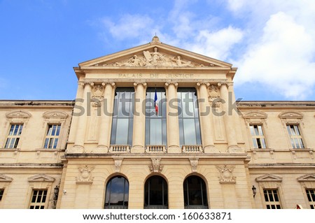 Palace de Justice, the imposing law courts built in neoclassical style in 1885, Nice, France.