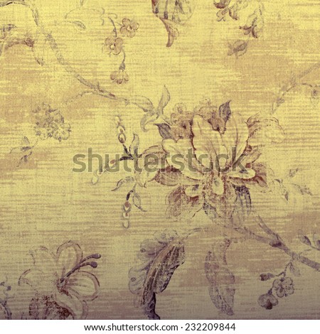 vintage beige wallpaper with shabby chic floral pattern, square toned image