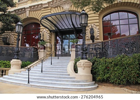 MONTE CARLO, MONACO - MAY 15, 2013: Main entrance of Buddha bar in the Monte Carlo Casino, Monaco.