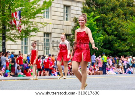 Washington, D.C., USA - July 4, 2015: Stars twirl Studio in the annual National Independence Day Parade 2015.