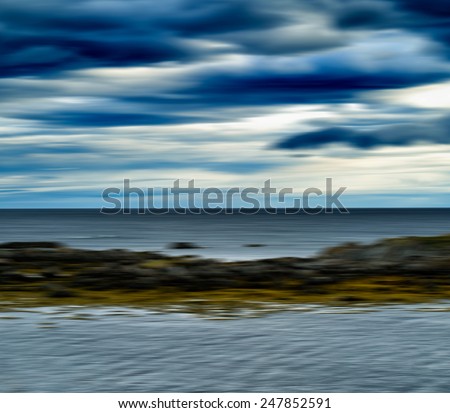 Horizontal vivid nordic wind landscape ocean horizon abstraction background backdrop