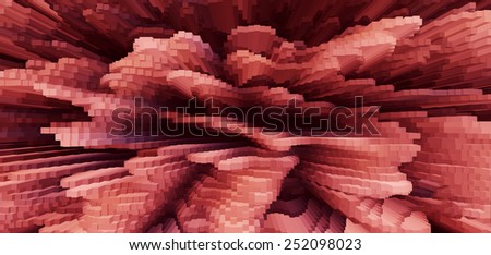 Horizontal vivid red business extrude cube abstraction background backdrop