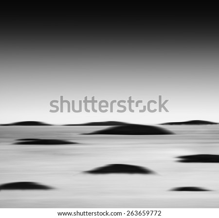 Square vibrant black and white ocean landscape islands abstraction background backdrop