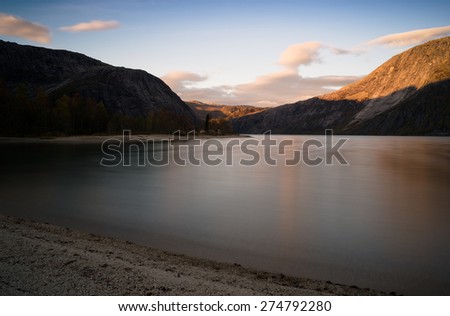 Horizontal vivid smooth Norway fjord bay landscape background backdrop
