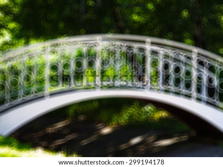 Horizontal vivid white park arc bridge bokeh abstraction background