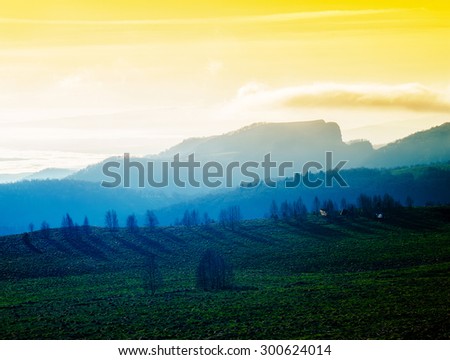 Camping in mountains landscape background