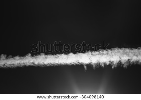 Horizontal black and white jet flight trace background