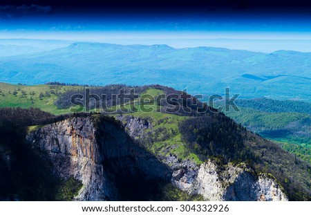 Horizontal dramatic mountain landscape background