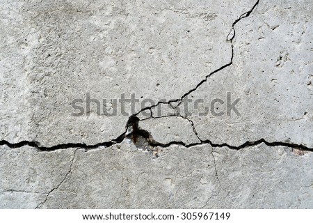 Horizontal rusty crack in concrete textured background