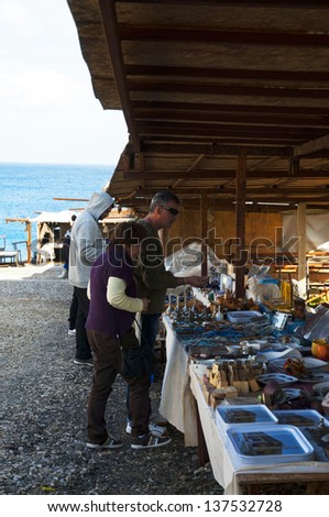 ST.ANDREW'S MONASTERY,NORTH CYPRUS -January 20, 2013: Every famous landmark have market,where can buy variety of souvenirs on January 20, 2013 in North Cyprus.