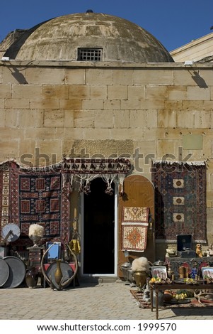 A touristy knick-knack/carpet shop in Baku, Azerbaijan.
