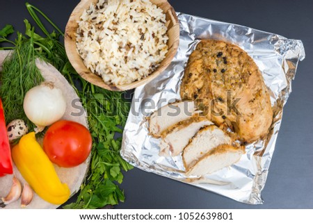 Similar – Image, Stock Photo Tasty marinated chicken near rice