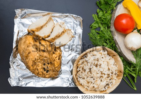 Similar – Image, Stock Photo Tasty marinated chicken near rice