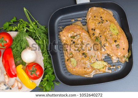 Similar – Image, Stock Photo Tasty marinated chicken near rice
