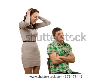 Similar – Image, Stock Photo Unemotional couple sitting on asphalt road in city